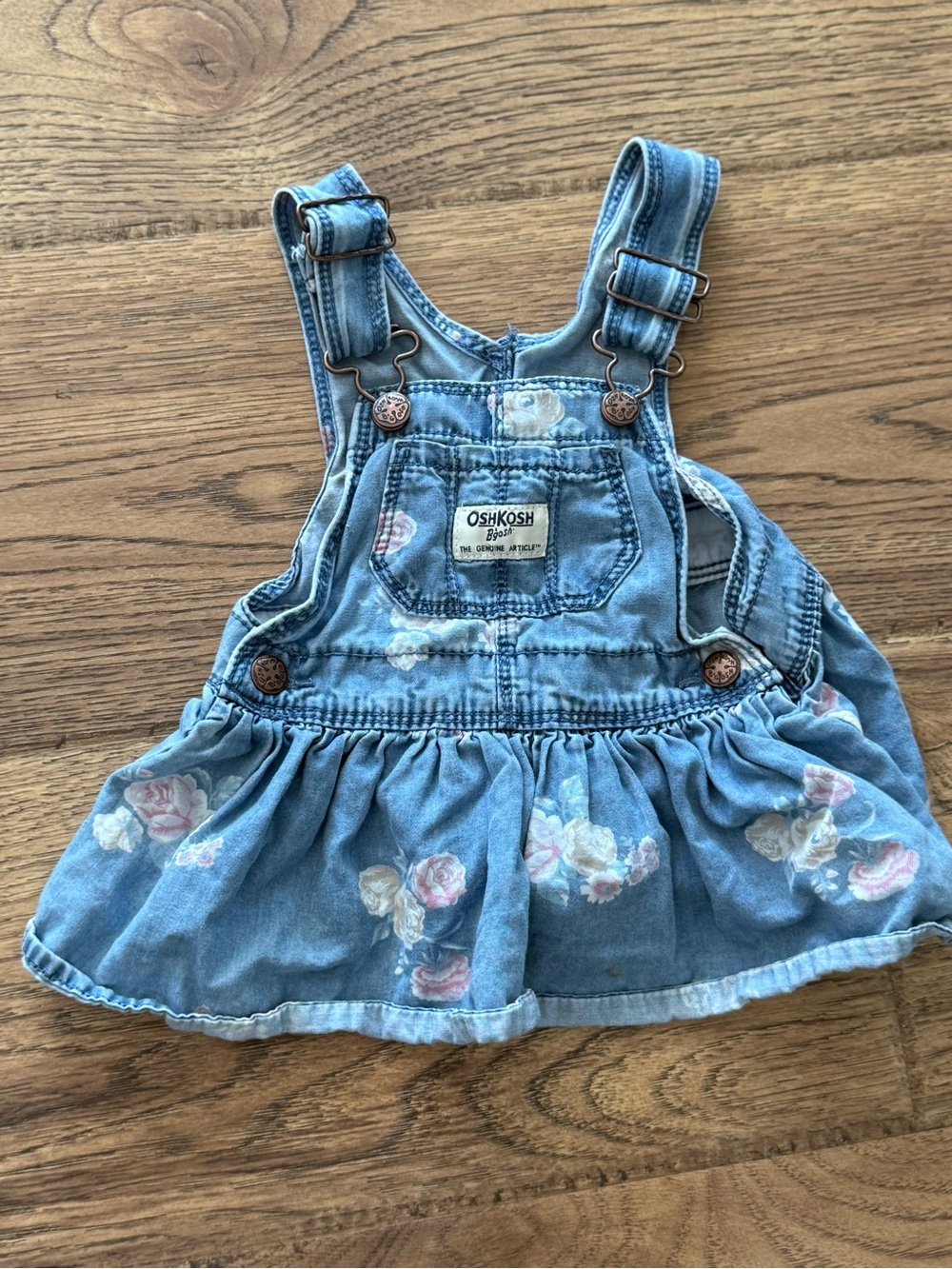 OshKosh B'gosh Denim Floral Overall Dress 6M